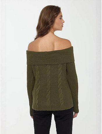 Maglione lavorato a maglia con spalle scoperte