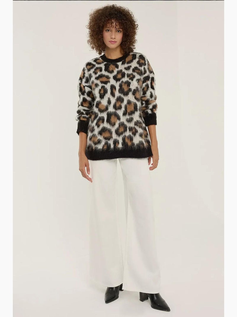 Maglione lavorato a maglia con stampa leopardata hiccup Multicolore - Kiabi