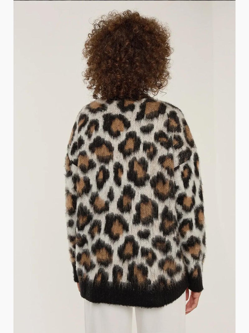 Maglione lavorato a maglia con stampa leopardata hiccup Multicolore - Kiabi