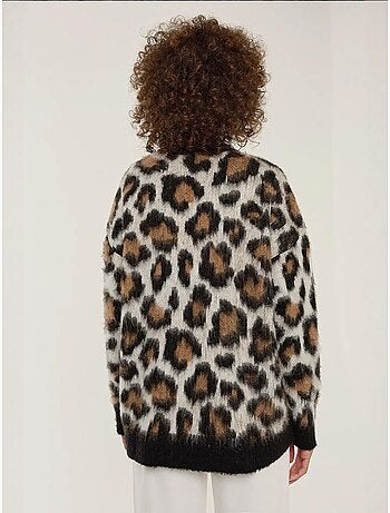 Maglione lavorato a maglia con stampa leopardata