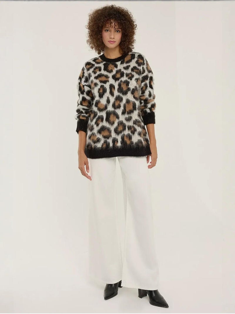 Maglione lavorato a maglia con stampa leopardata Multicolore - Kiabi