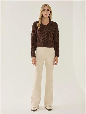 Maglione lavorato a maglia con treccia per capelli a scollo a v hiccup