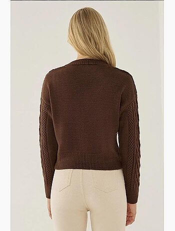 Maglione lavorato a maglia con treccia per capelli a scollo a v hiccup