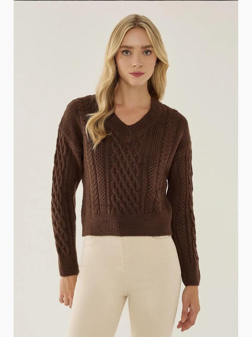 Maglione lavorato a maglia con treccia per capelli a scollo a v hiccup - Kiabi