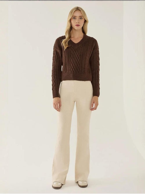 Maglione lavorato a maglia con treccia per capelli a scollo a v hiccup - Kiabi
