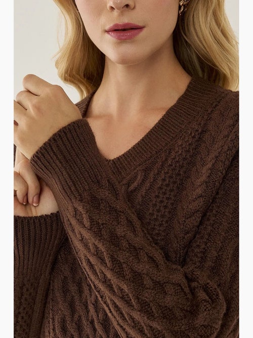 Maglione lavorato a maglia con treccia per capelli a scollo a v hiccup - Kiabi