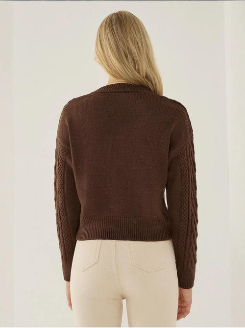 Maglione lavorato a maglia con treccia per capelli a scollo a V - Kiabi Maglione lavorato a maglia con treccia per capelli a scollo a V - Kiabi