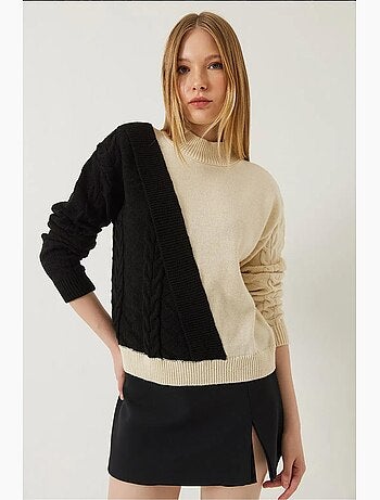 Maglione lavorato a maglia patchwork lucci