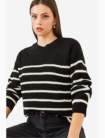 Maglione lavorato a maglia selanik a righe lucci