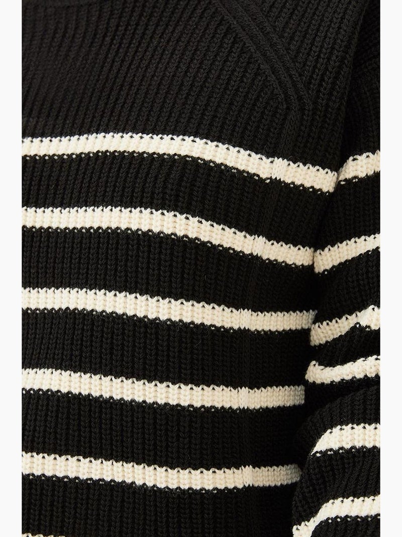 Maglione lavorato a maglia selanik a righe lucci Nero - Kiabi