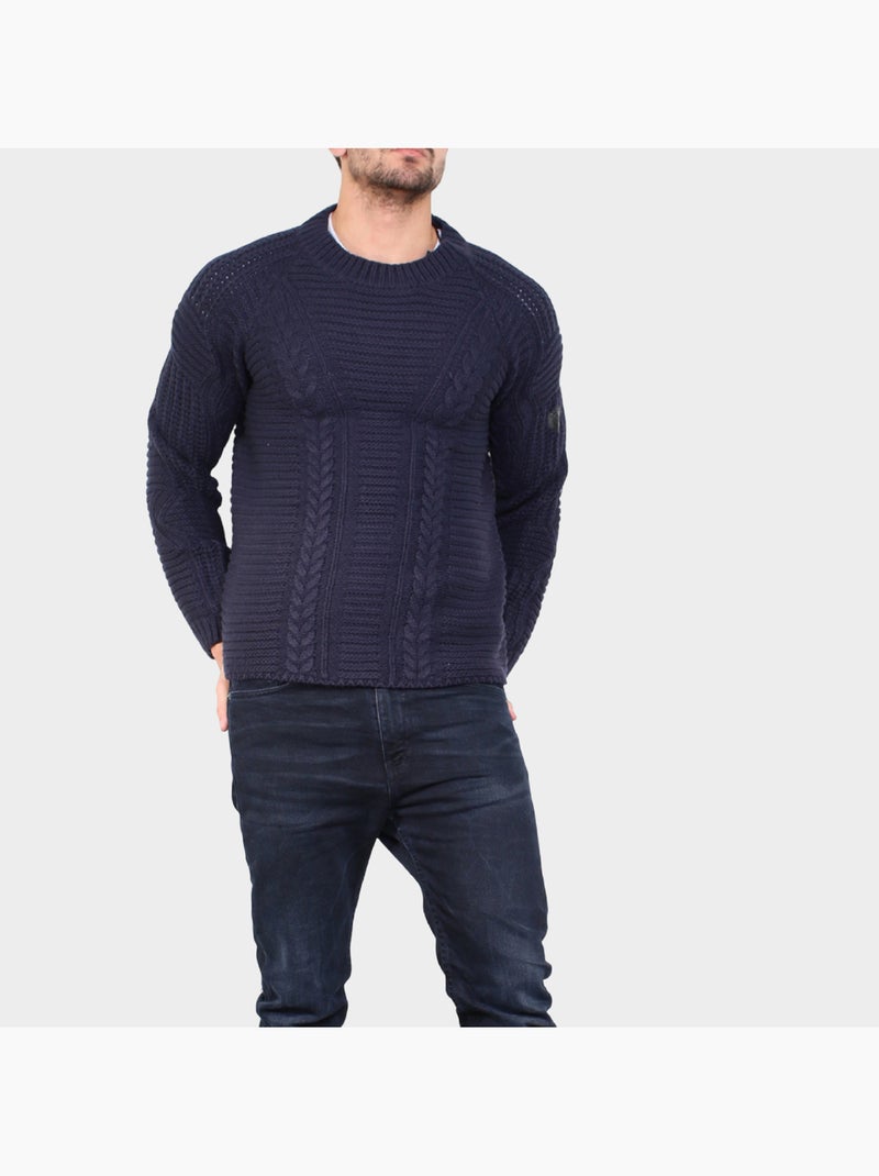 Maglione lavorato a trecce Blu marino - Kiabi