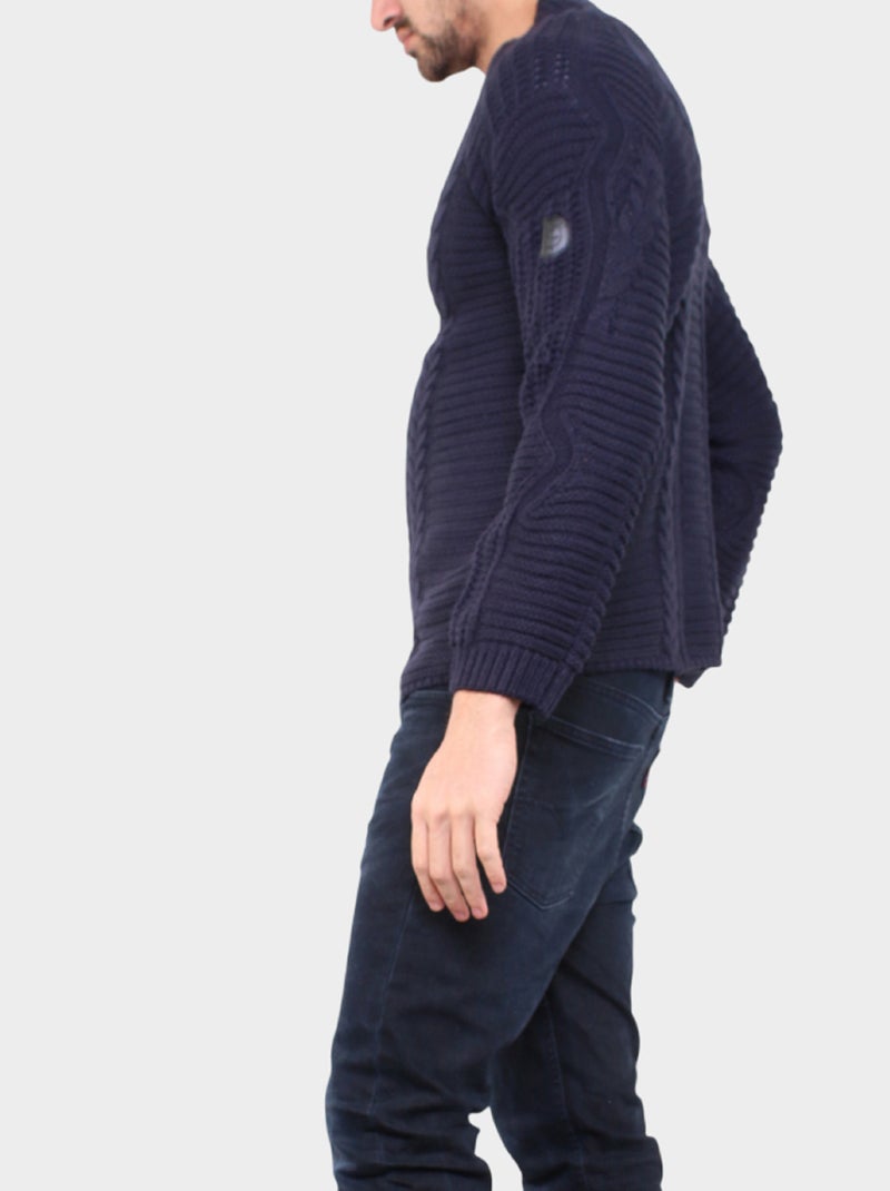 Maglione lavorato a trecce Blu marino - Kiabi