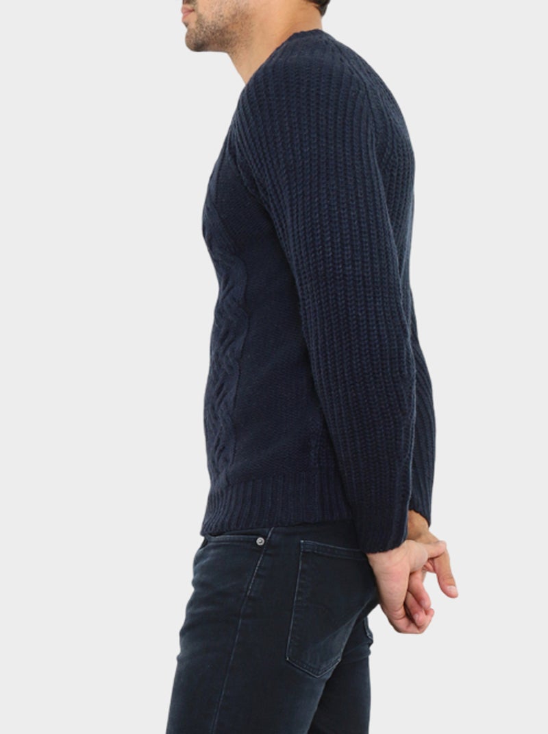Maglione lavorato a trecce Blu marino - Kiabi