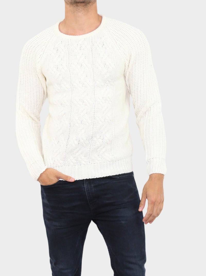 Maglione lavorato a trecce Ecru - Kiabi