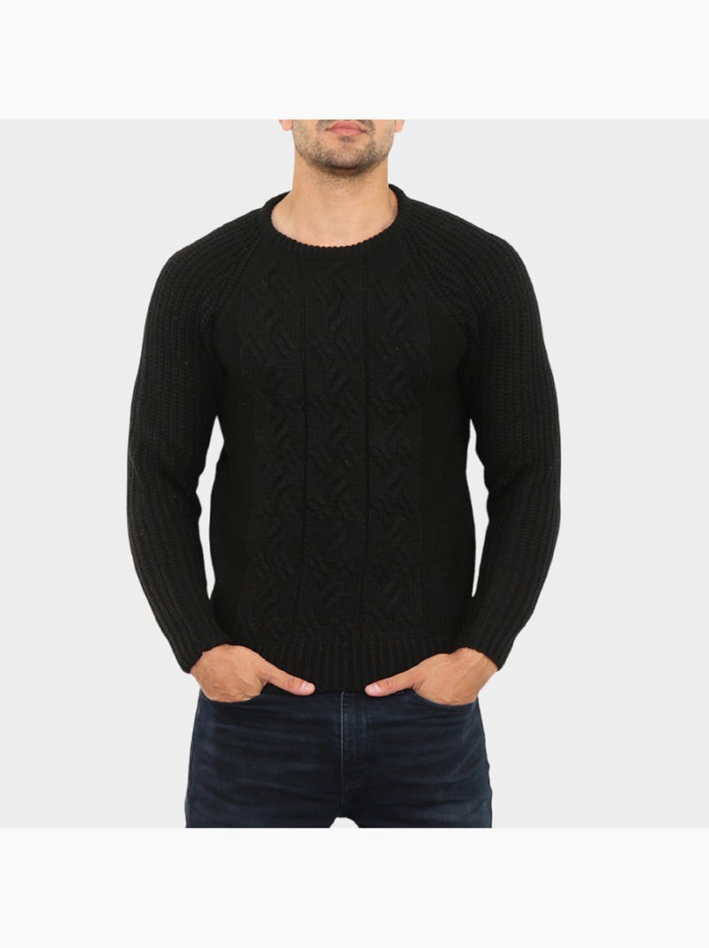 Maglione lavorato a trecce Nero - Kiabi