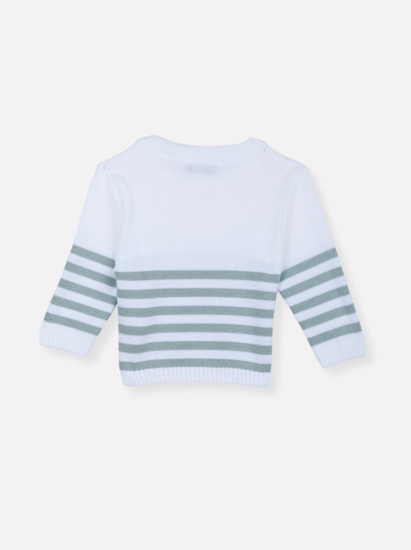 Maglione "Le France" in Cotone Bianco Verde - Kiabi