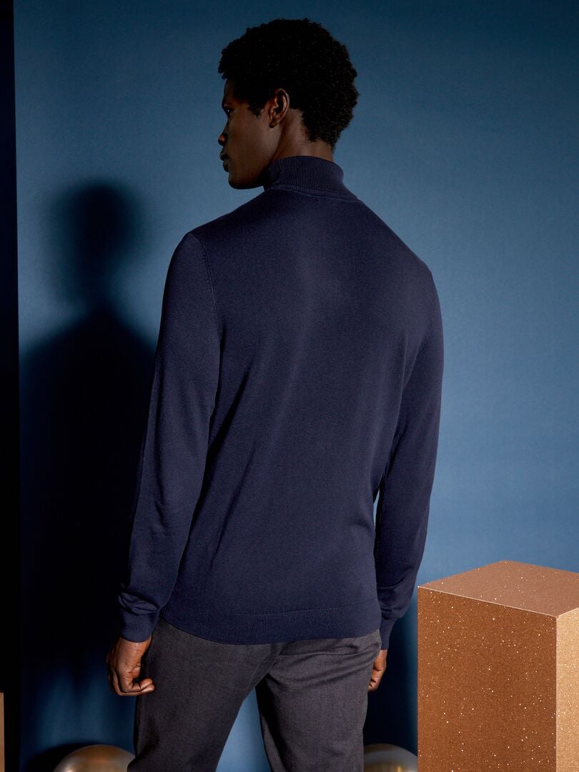 Maglione norvegese casual a collo alto - Azzurro polvere norvegese