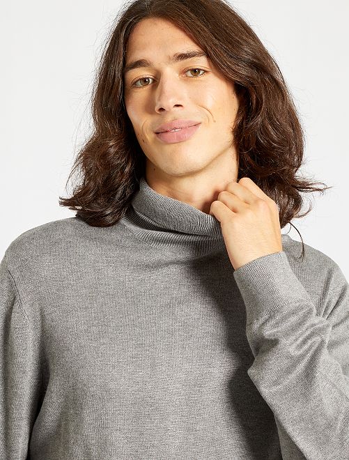 Pullover Uomo Dolcevita Ciniglia Beige Maglione Collo Alto Maglioncino  Maglia Tinta Unita GIOSAL