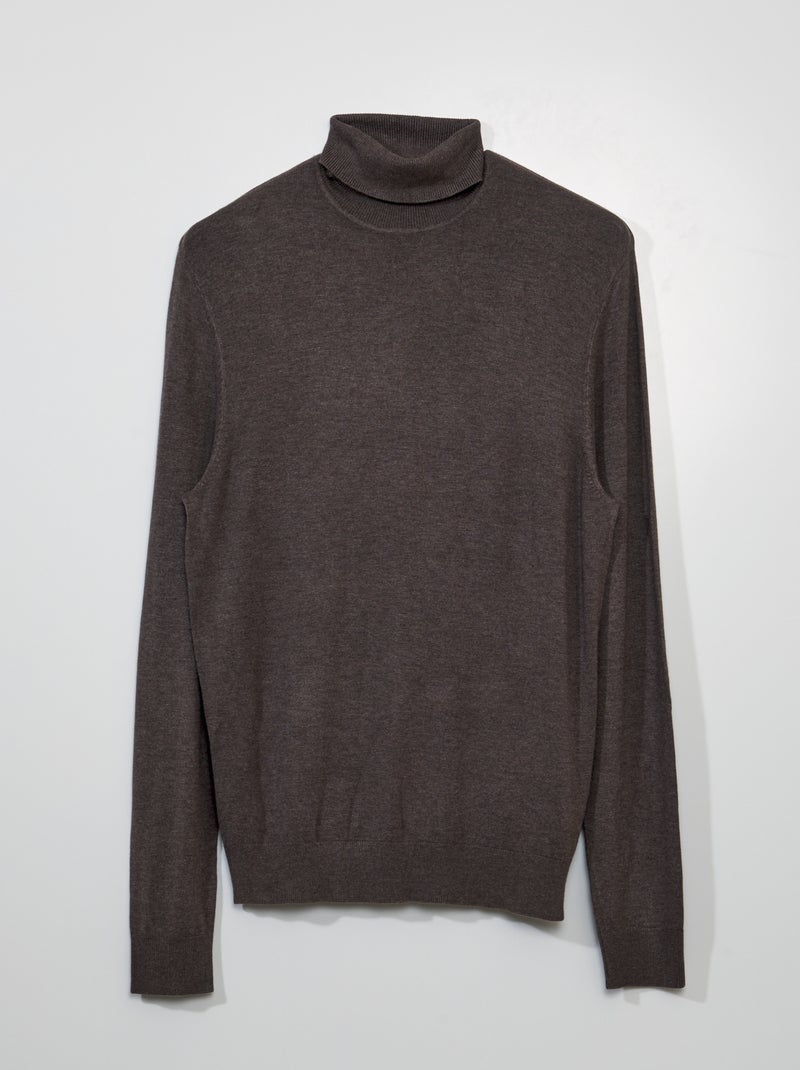 Maglione leggero collo a dolcevita MARRONE - Kiabi