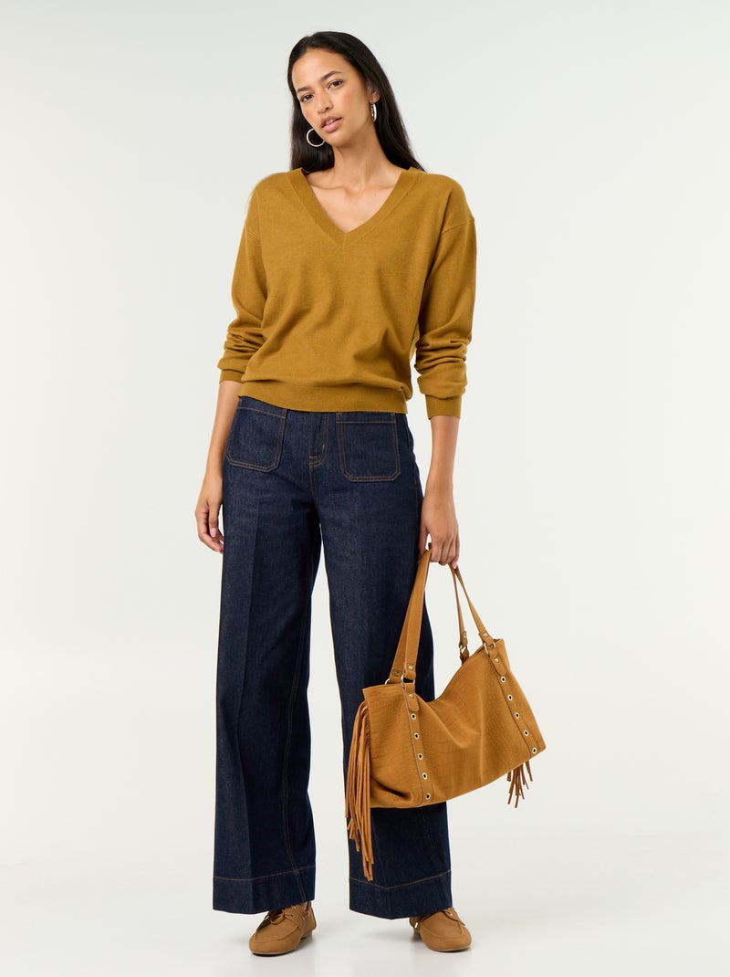 Maglione leggero con scollo a V Rosso - Kiabi