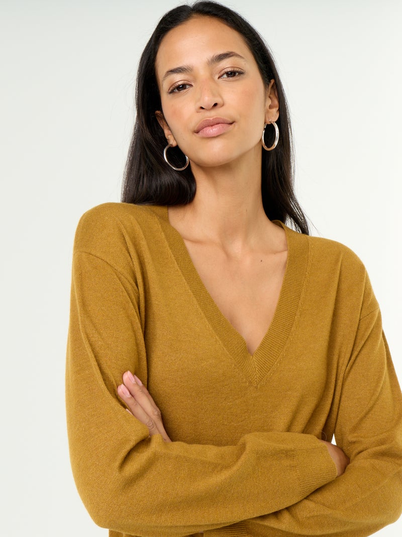Maglione leggero con scollo a V Rosso - Kiabi