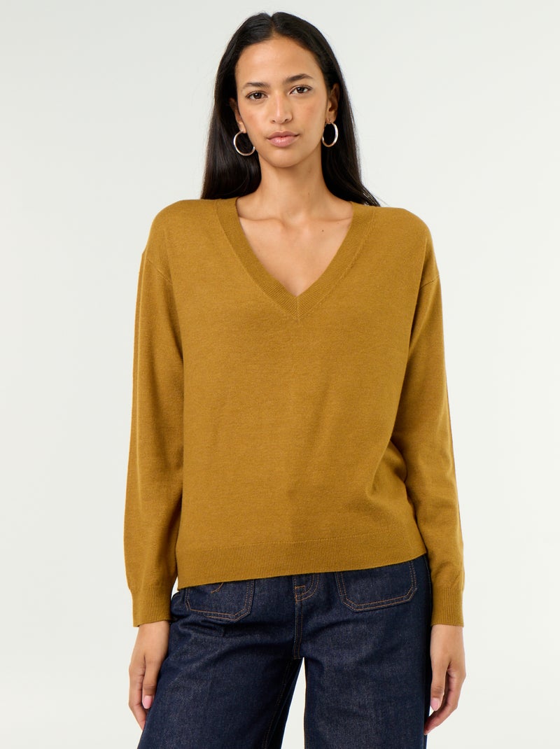 Maglione leggero con scollo a V Rosso - Kiabi