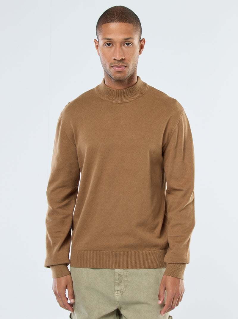 Maglione leggero in maglia fine a collo alto Marrone - Kiabi