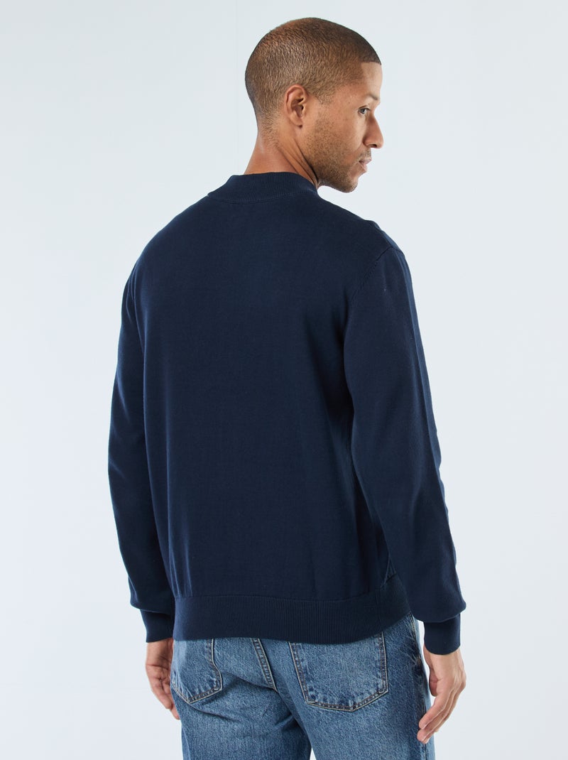 Maglione leggero in maglia fine con collo alto Blu - Kiabi