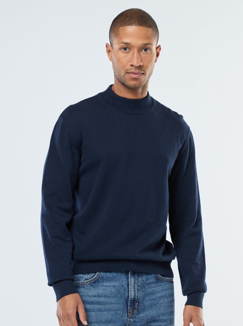 Maglione leggero in maglia fine con collo alto Blu - Kiabi