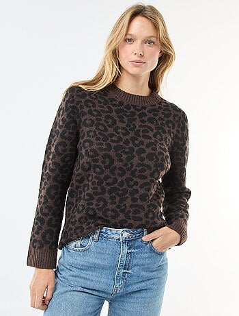 Maglione leopardato girocollo