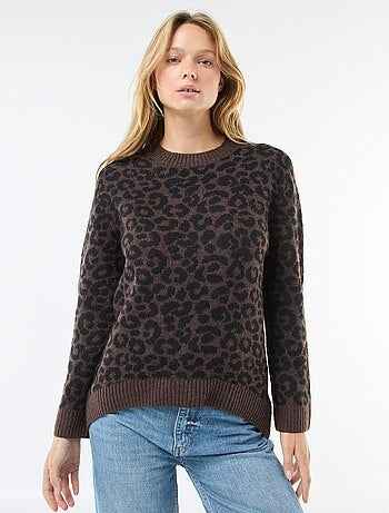 Maglione leopardato girocollo