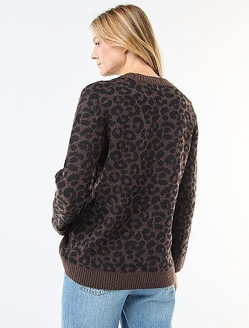 Maglione leopardato girocollo