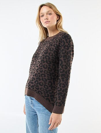 Maglione leopardato girocollo
