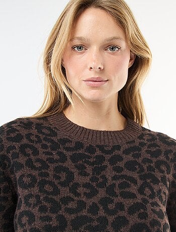 Maglione leopardato girocollo
