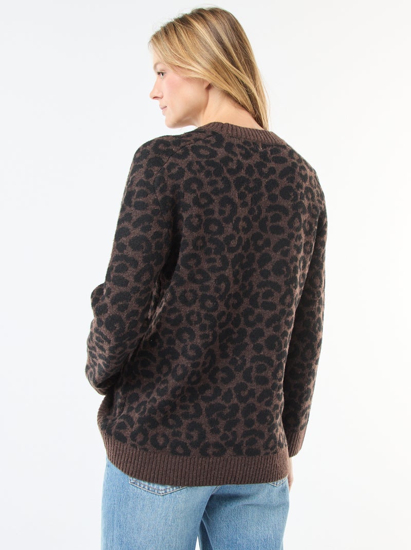 Maglione leopardato girocollo Marrone - Kiabi