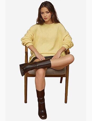 Maglione lungo a maglia spessa con girocollo hiccup