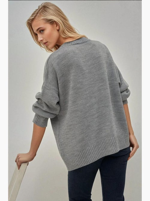 Maglione lungo a maglia spessa con girocollo hiccup - Kiabi