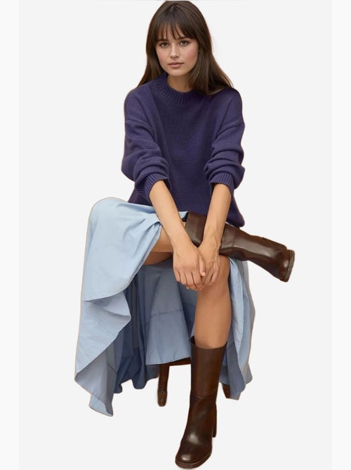 Maglione lungo a maglia spessa con girocollo hiccup - Kiabi