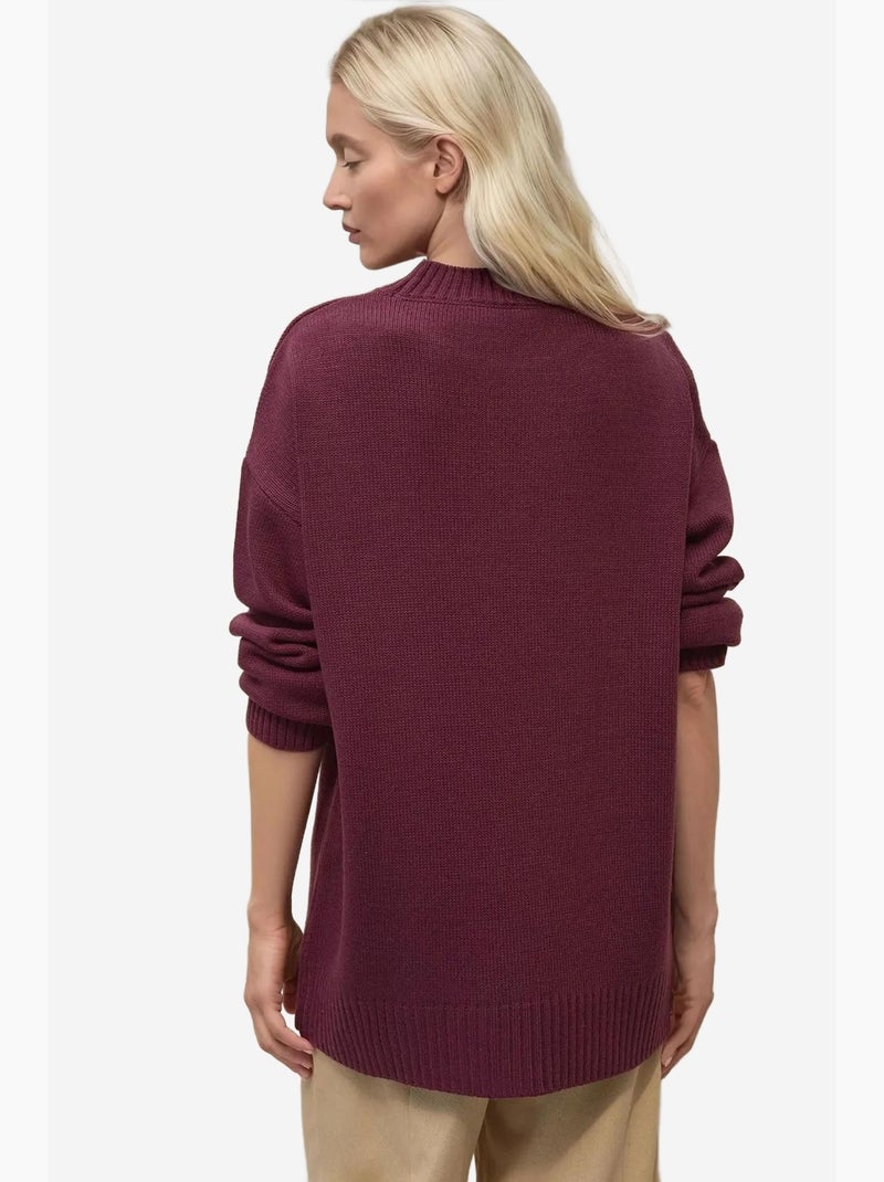 Maglione lungo a maglia spessa con girocollo hiccup Malva - Kiabi