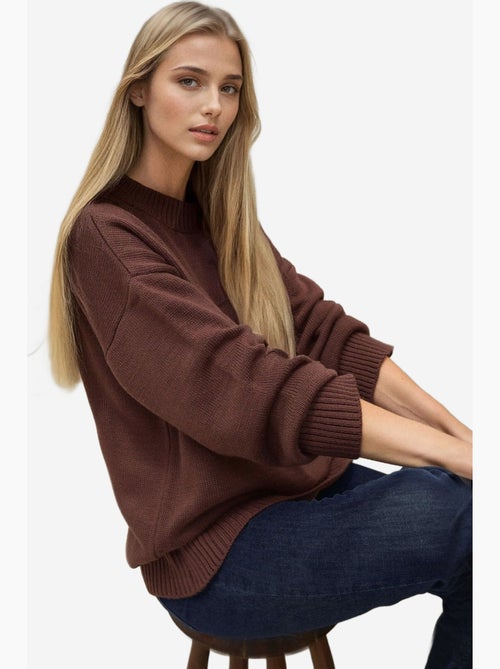 Maglione lungo a maglia spessa con girocollo hiccup - Kiabi Maglione lungo a maglia spessa con girocollo hiccup - Kiabi