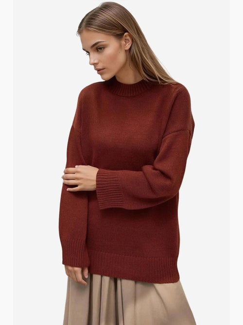 Maglione lungo a maglia spessa con girocollo hiccup - Kiabi Maglione lungo a maglia spessa con girocollo hiccup - Kiabi