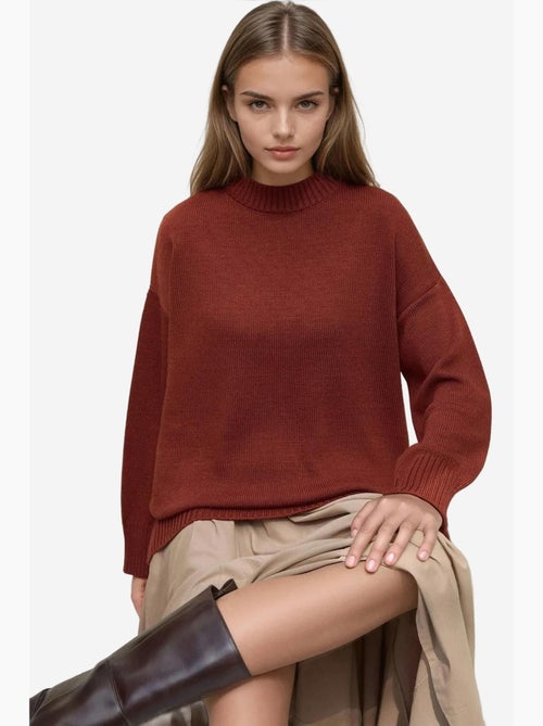 Maglione lungo a maglia spessa con girocollo hiccup - Kiabi Maglione lungo a maglia spessa con girocollo hiccup - Kiabi