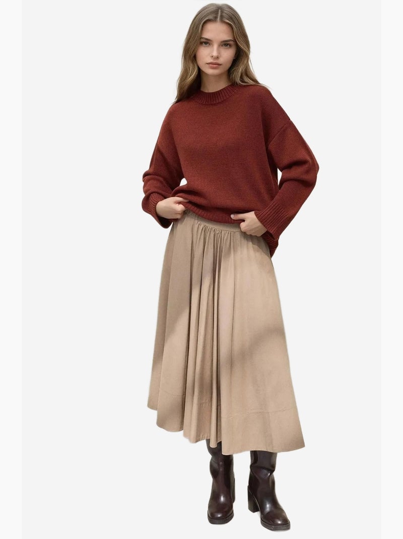 Maglione lungo a maglia spessa con girocollo hiccup Marrone scuro - Kiabi