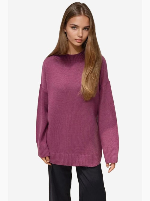 Maglione lungo a maglia spessa con girocollo hiccup - Kiabi