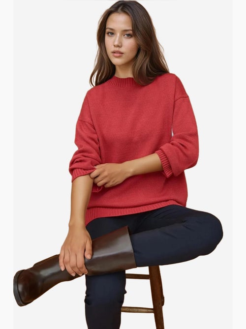 Maglione lungo a maglia spessa con girocollo hiccup - Kiabi