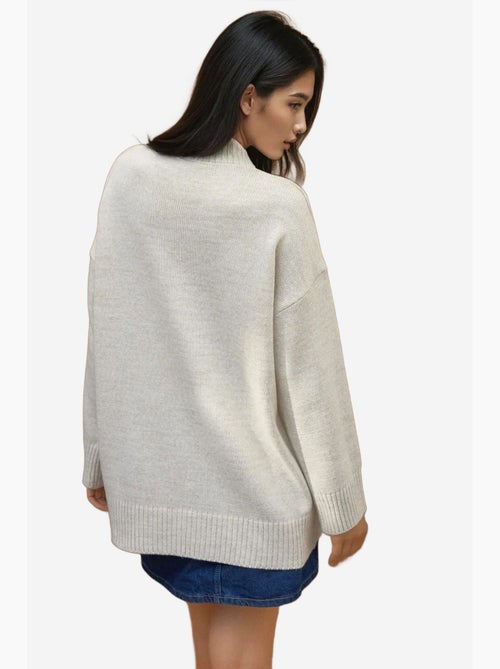 Maglione lungo a maglia spessa con girocollo hiccup - Kiabi