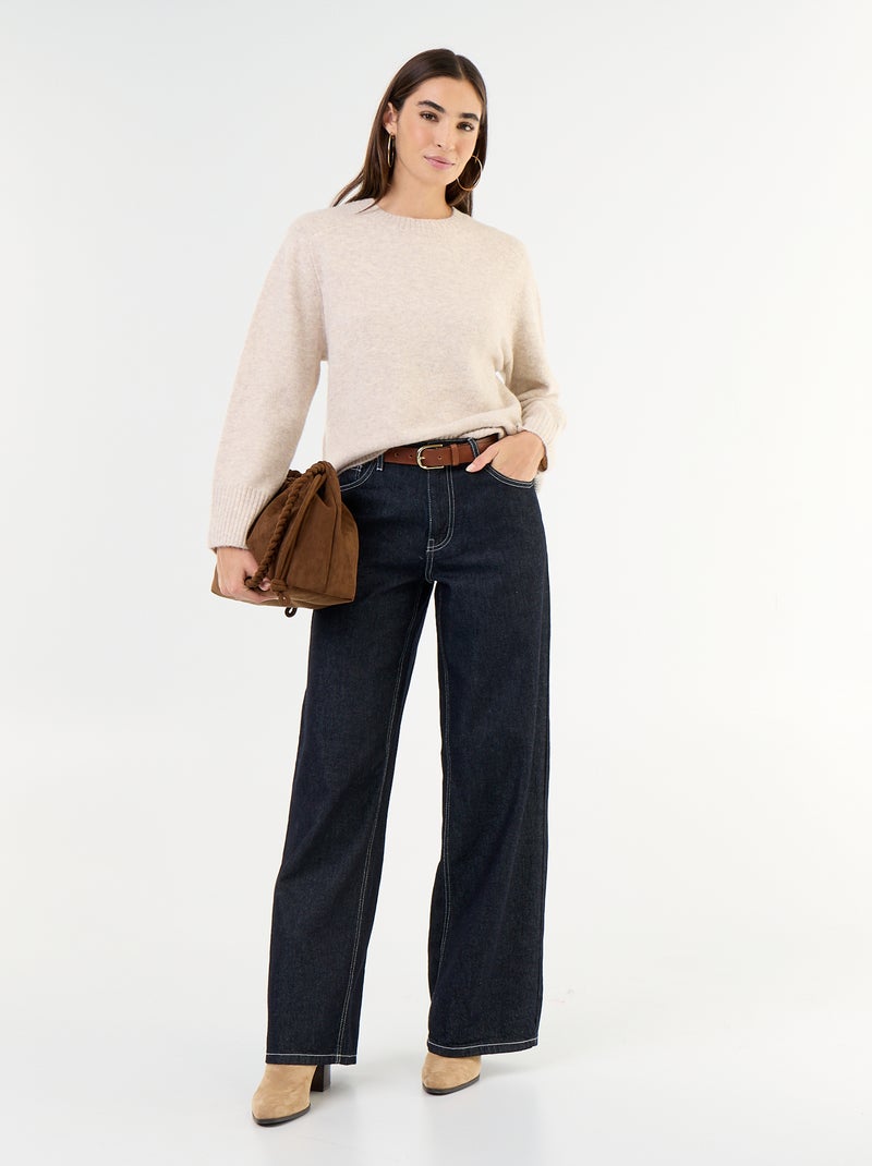 Maglione lungo in maglia mélange Beige - Kiabi