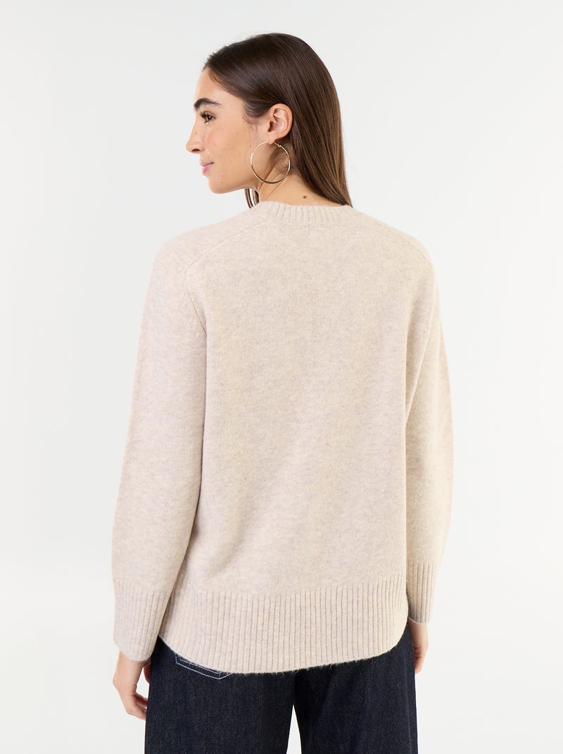 Maglione lungo in maglia mélange Beige - Kiabi