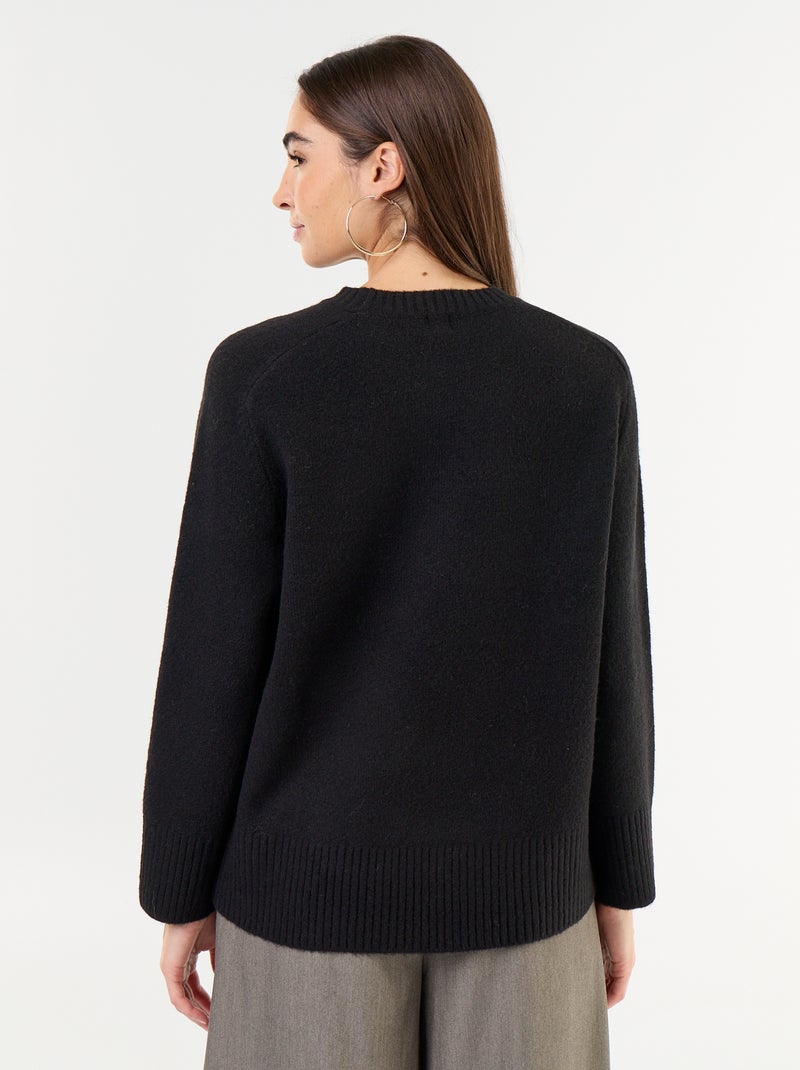 Maglione lungo in maglia mélange Nero - Kiabi