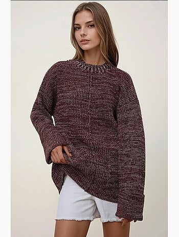 Maglione lungo in maglia testurizzata relaxed fit con tasche hiccup